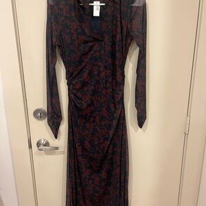 Madewell Black and Red Long Sleeve Dress